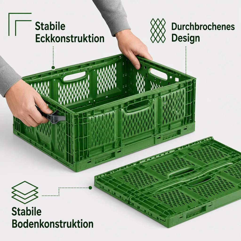 Klappbox 40x30x18cm durchbrochen grün