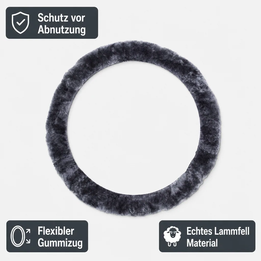Lammfell-Lenkradhülle anthrazit