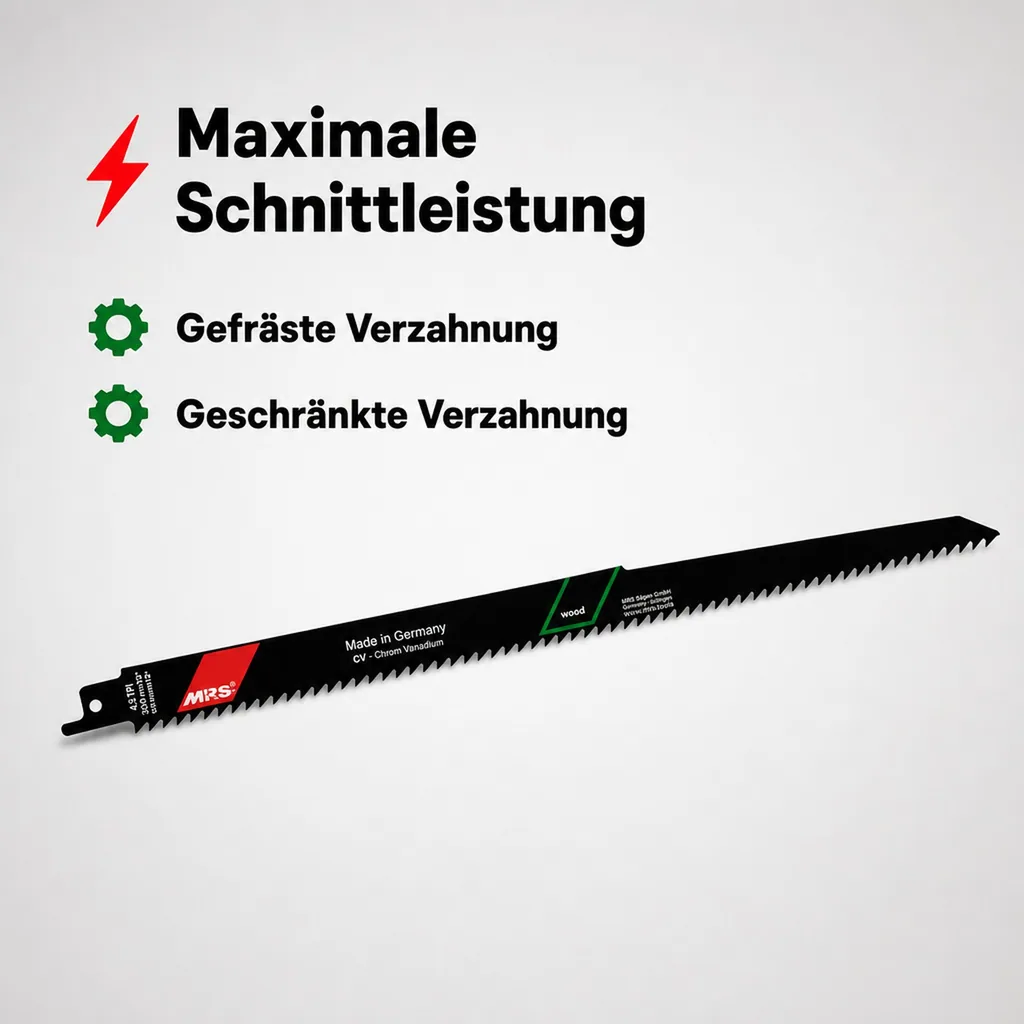 CV-Säbelsägeblatt gefräst und geschränkt, GL 300/VL 280 mm, ZT 4,2 mm/6TPI,  5er Pack