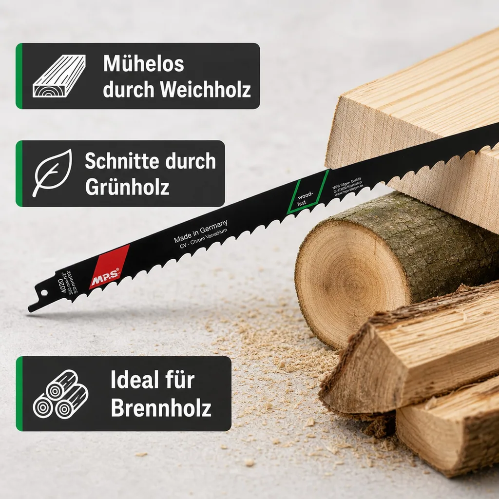 CV-Säbelsägeblatt gefräst und geschränkt, GL 300/VL 280mm, ZT 8,5 mm/ 3TPI, 5er Pack