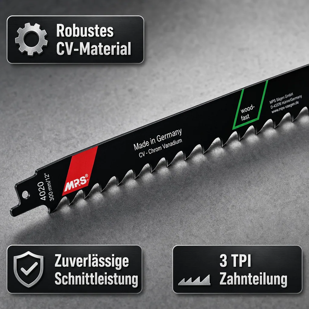 CV-Säbelsägeblatt gefräst und geschränkt, GL 300/VL 280mm, ZT 8,5 mm/ 3TPI, 5er Pack