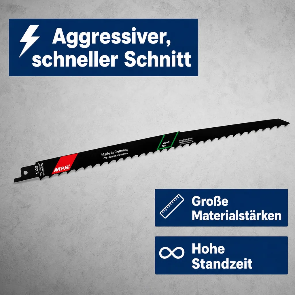 CV-Säbelsägeblatt gefräst und geschränkt, GL 300/VL 280mm, ZT 8,5 mm/ 3TPI, 5er Pack