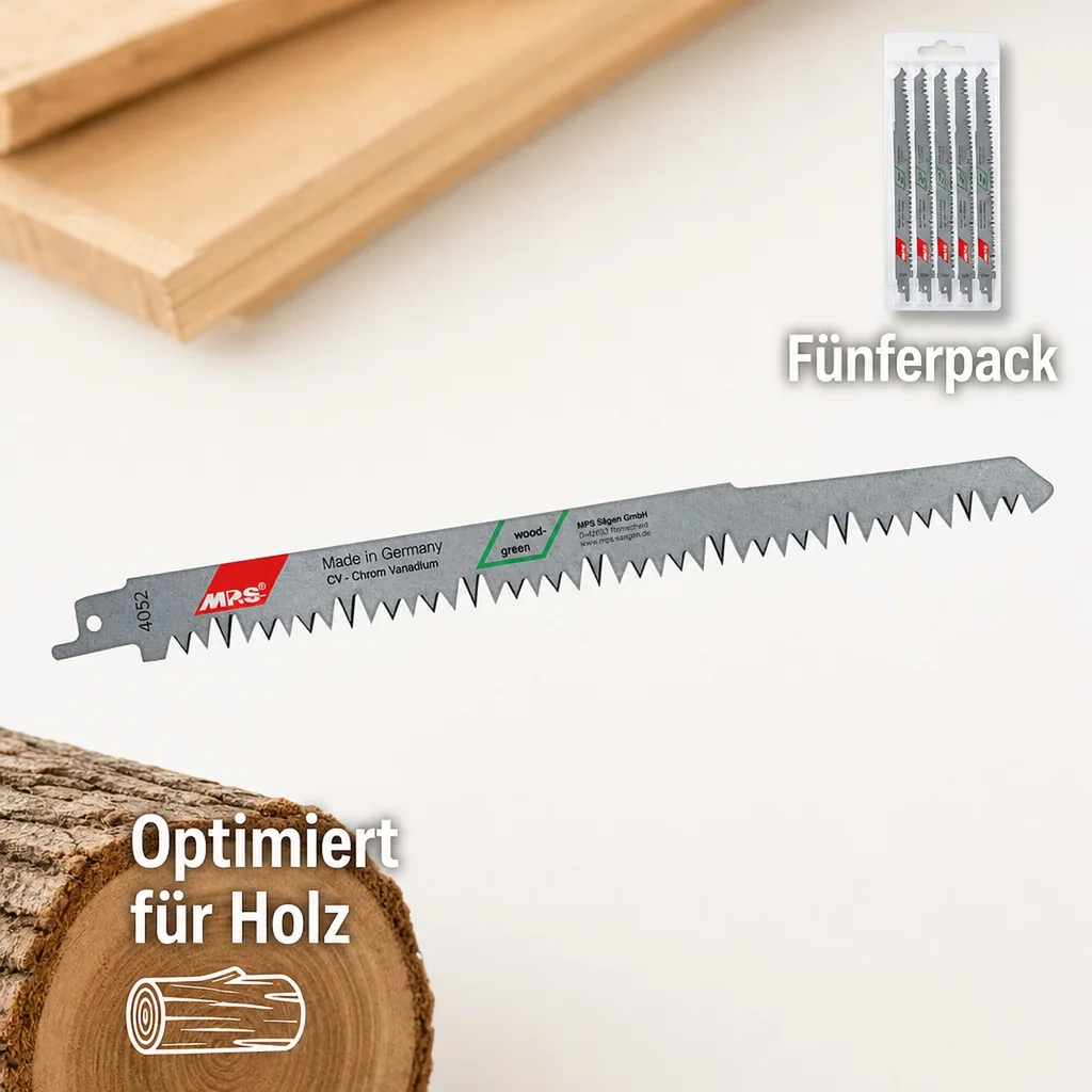 CV-Säbelsägeblatt geschliffen und geschränkt, GL 240/VL 210mm, ZT 5,0mm/5TPI 5er Pack