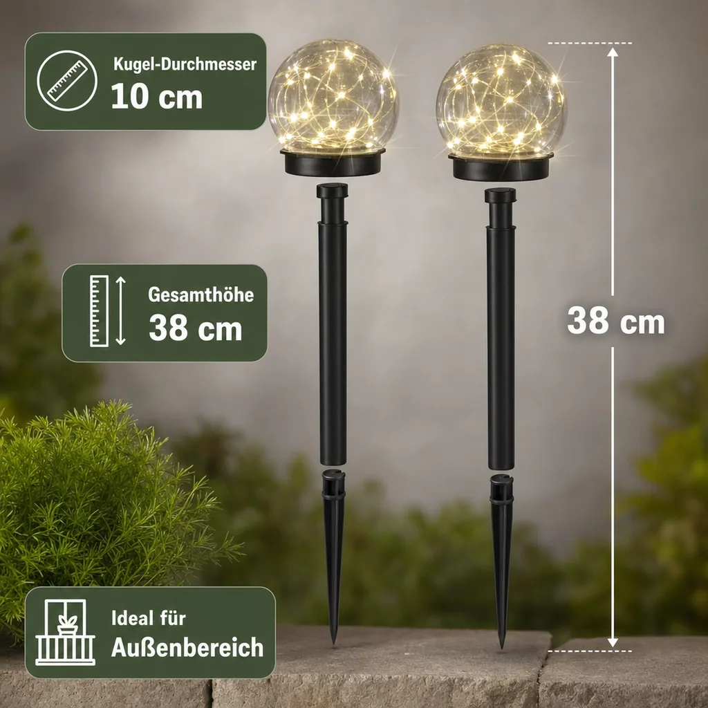 Solar Kugel Set, 10 cm, 2er-Set