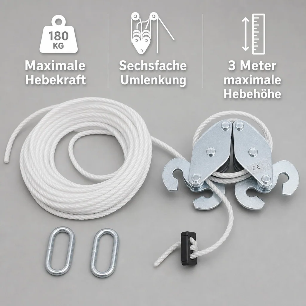 Flaschenzug, 180 kg