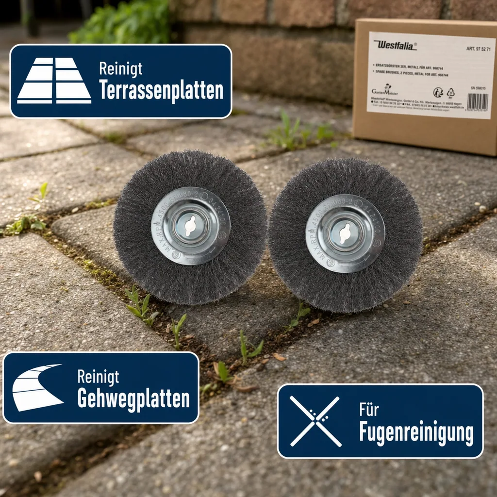 Fugenbürste, Metall, 2er-Set zu 968744 2 in 1 Fugenturbo mit Fangbox