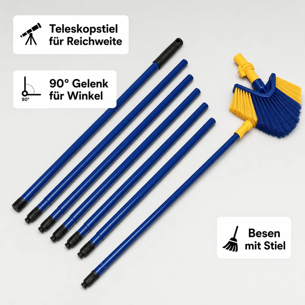Teleskop Besen - Ideal zur Dachrinnenreinigung