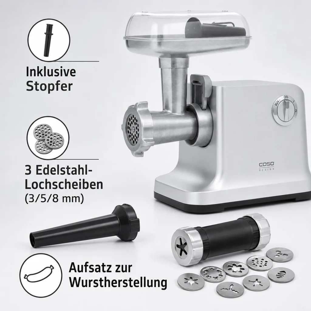 Fleischwolf „FW2000“, 2000 Watt, Aluguss/ Edelstahl