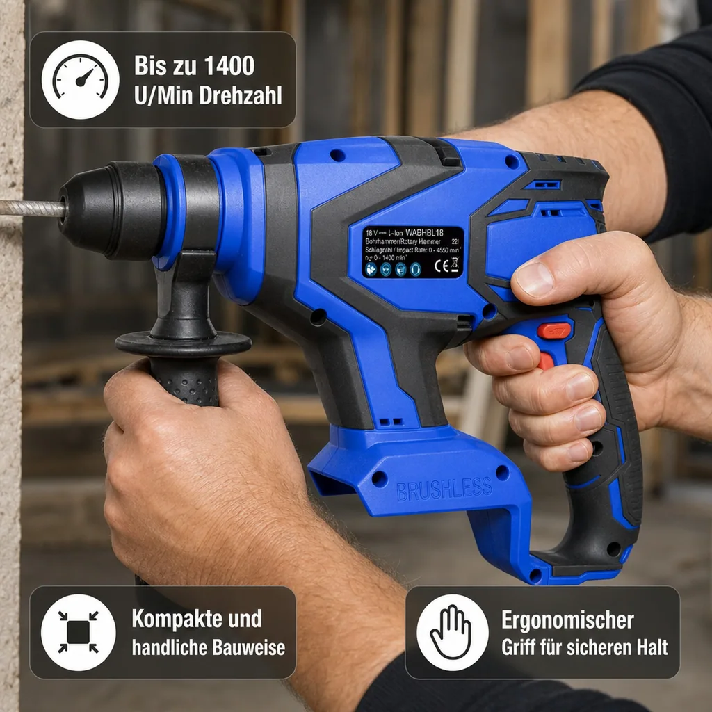 Akku Bohrhammer 18 Volt Li-Ion WABHBL18 -ohne Akku und Ladegerät-