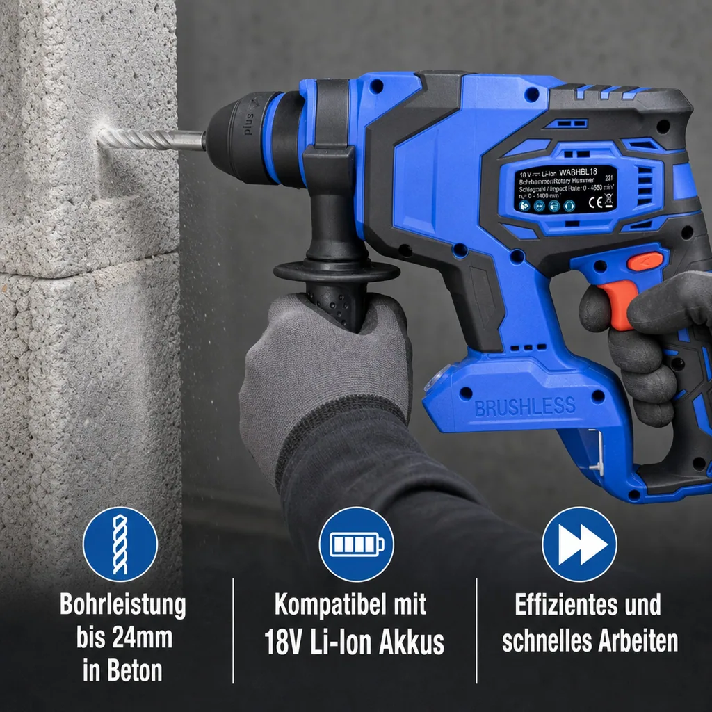 Akku Bohrhammer 18 Volt Li-Ion WABHBL18 -ohne Akku und Ladegerät-