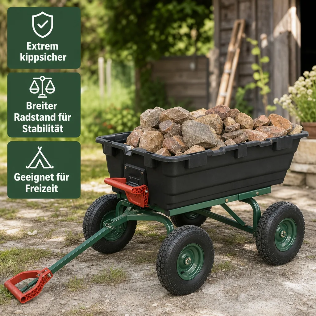 Garten Transportwagen GMGW350, 350 kg Tragkraft, kippbar