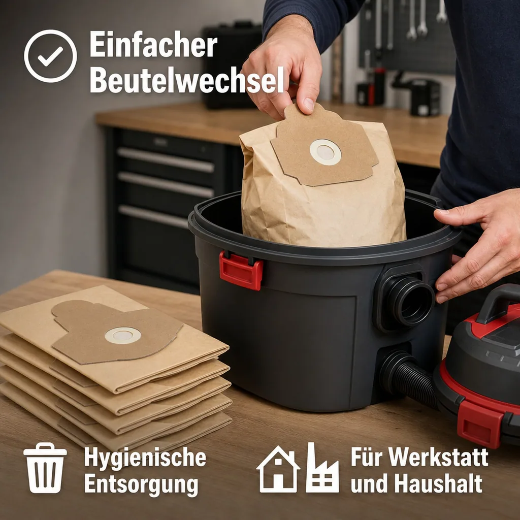 Staubbeutel, 5 Stück für 18V Nass-/ Trockensauger WNTS Nr. 964760