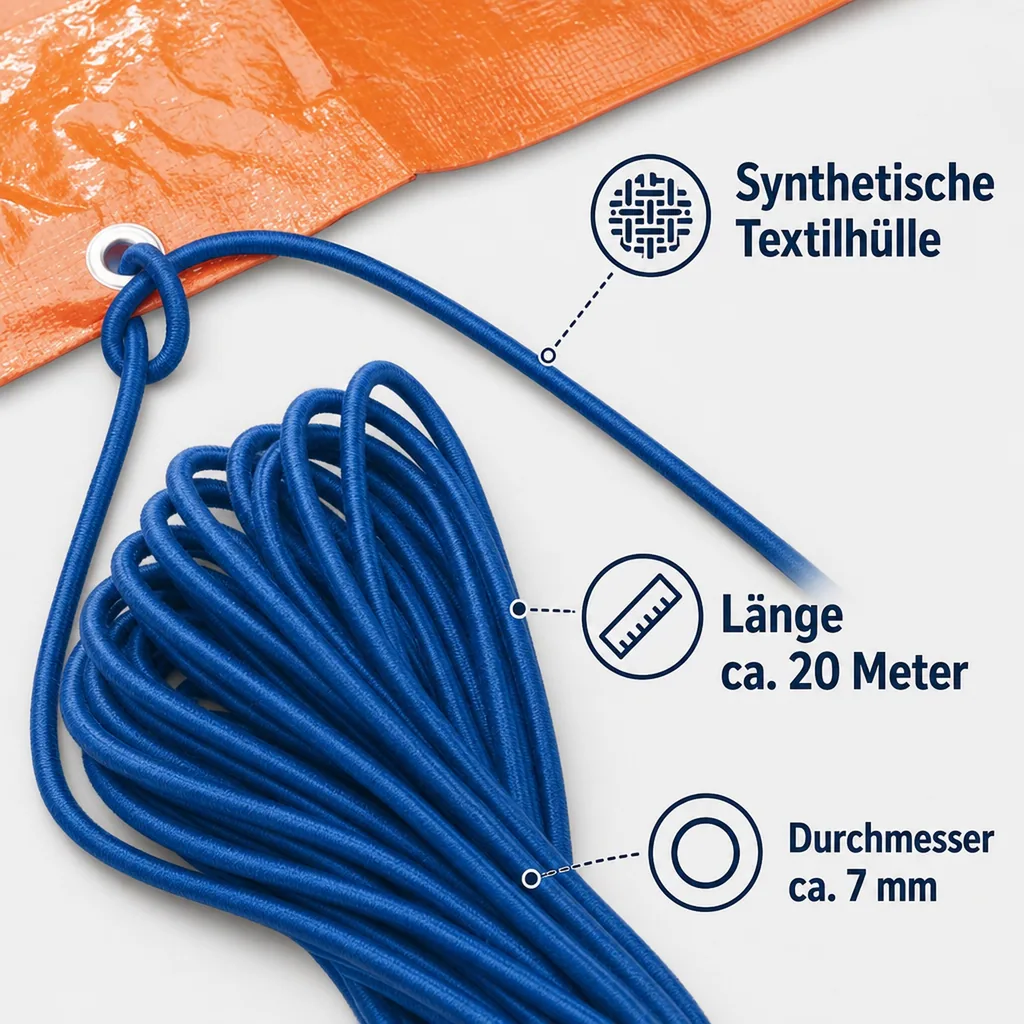 Sicherungs - Gummiband für Planen, 7 mm Durchmesser