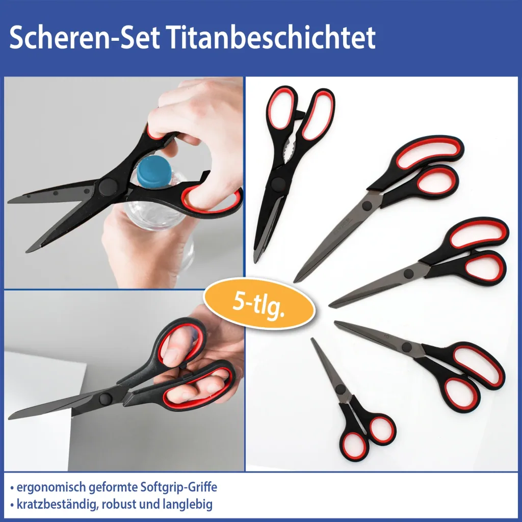 Scheren - Set, Titan-beschichtet, 5-teilig