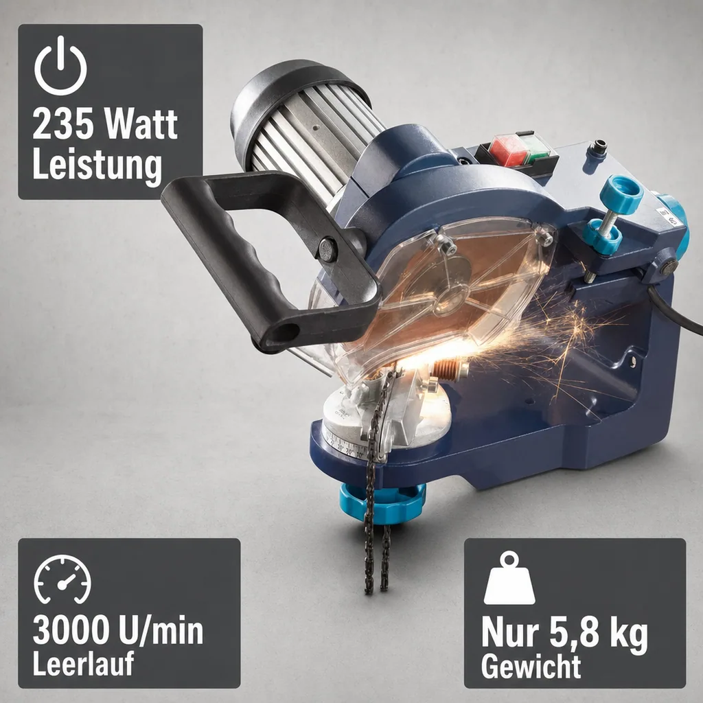 Schärfgerät für Sägeketten, 235 Watt