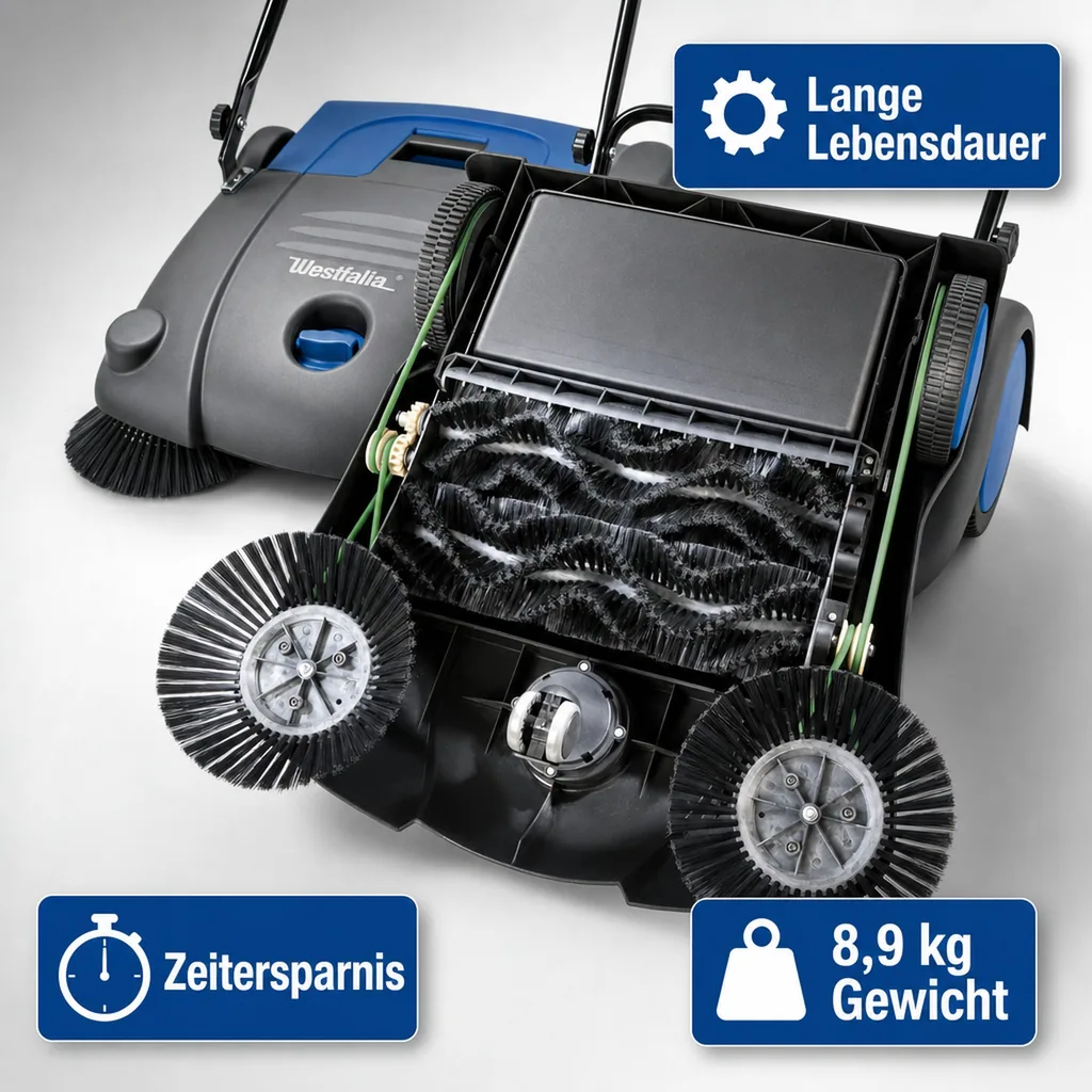 Kehrmaschine, 70 cm Arbeitsbreite, 14 Liter Schmutzbehälter