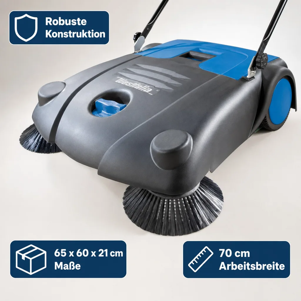 Kehrmaschine, 70 cm Arbeitsbreite, 14 Liter Schmutzbehälter