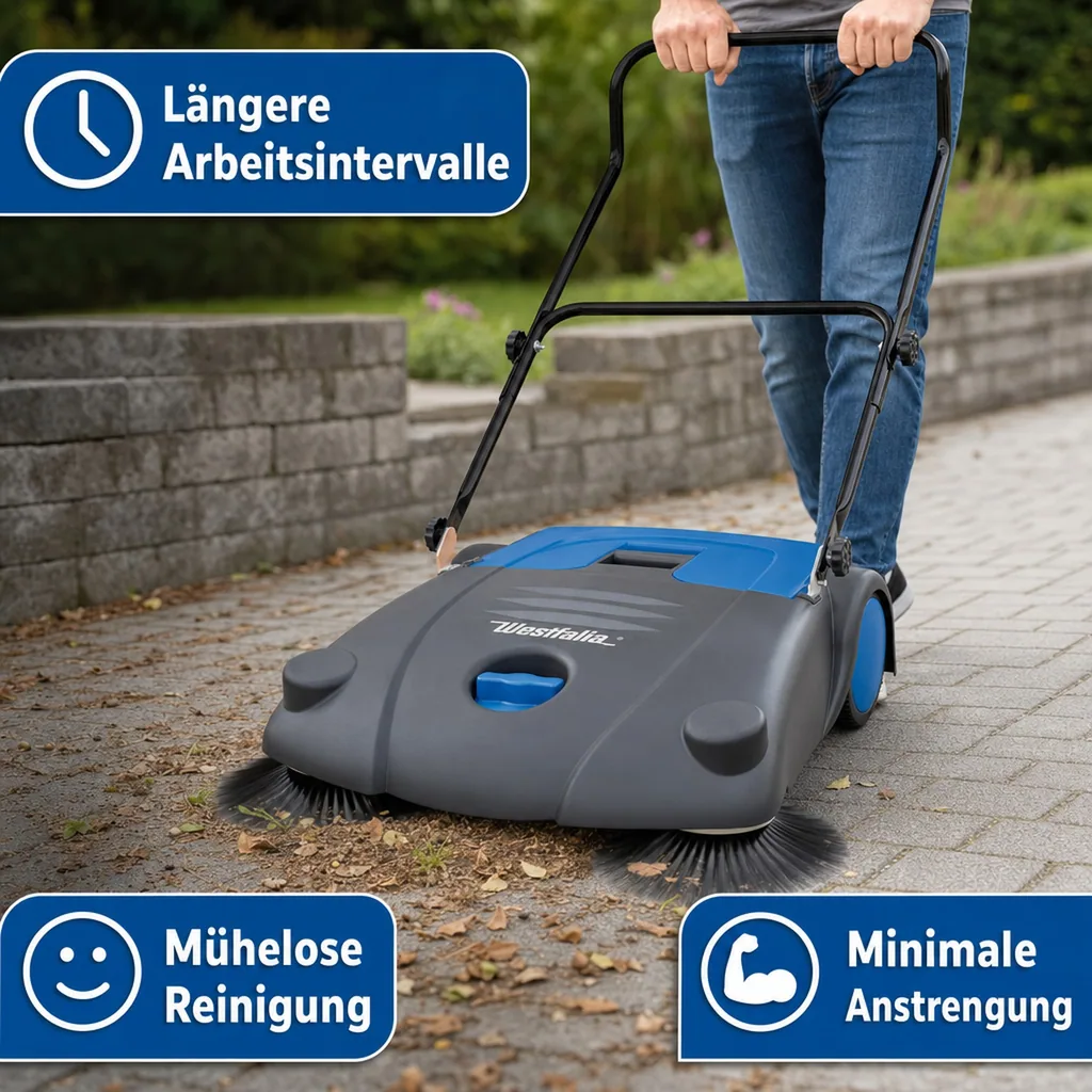 Kehrmaschine, 70 cm Arbeitsbreite, 14 Liter Schmutzbehälter