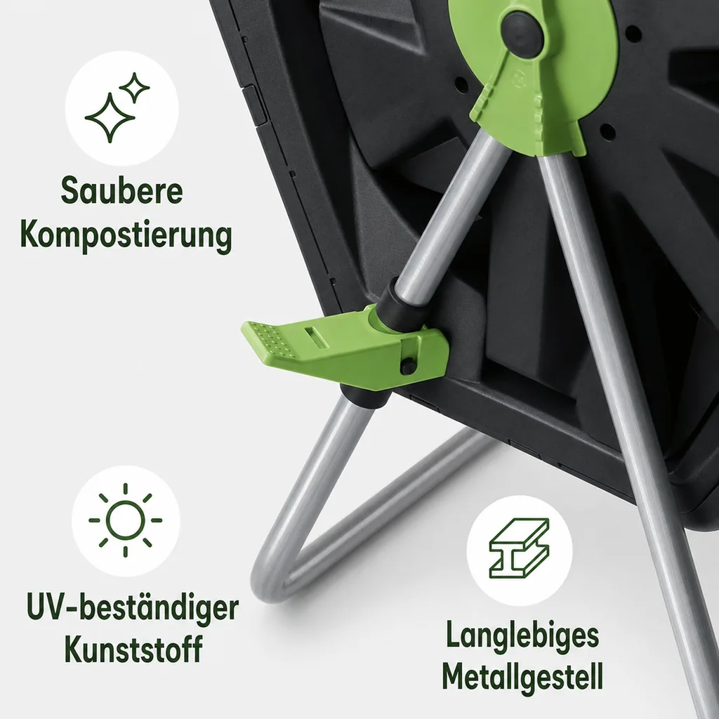 Trommel-Komposter, 2 Kammern, je 70 Liter