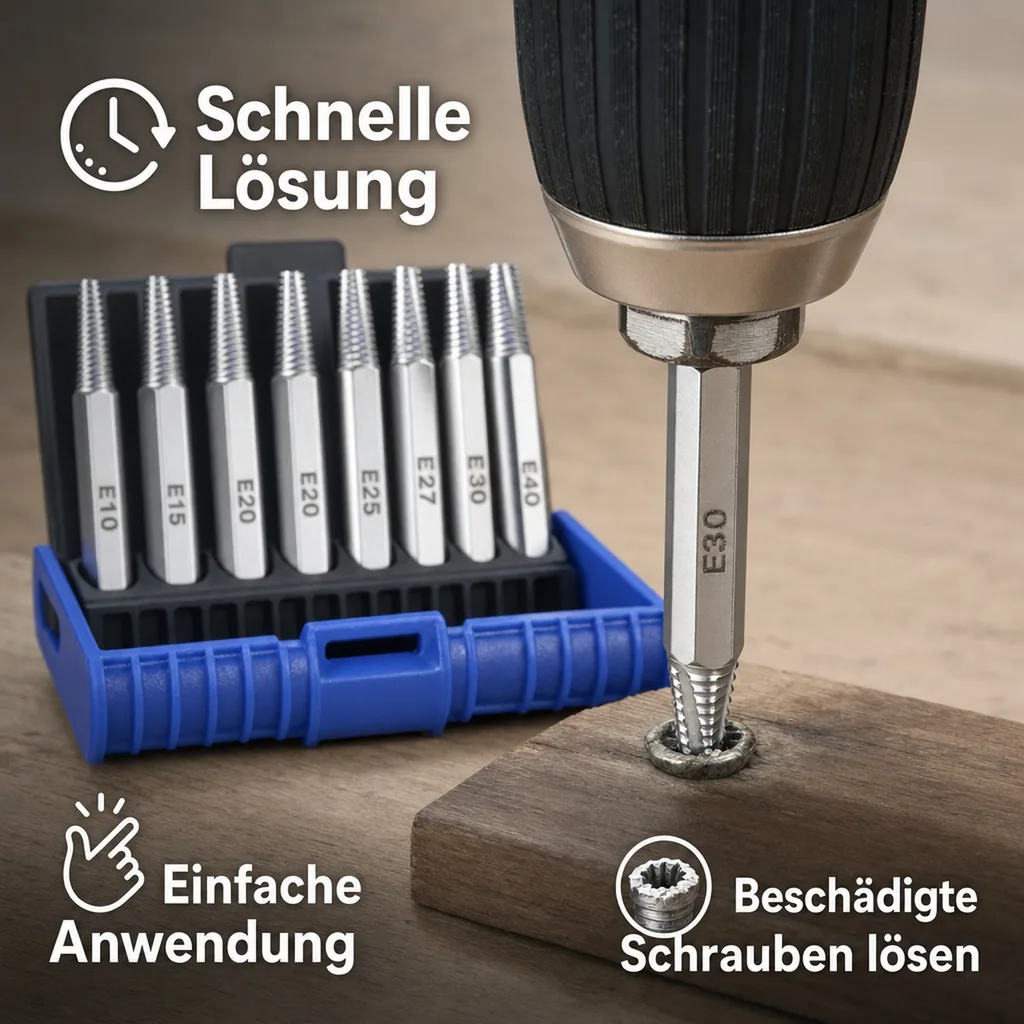 Innenkeil-Schraubenausdreher Satz (Linksdreher) 7-teilig