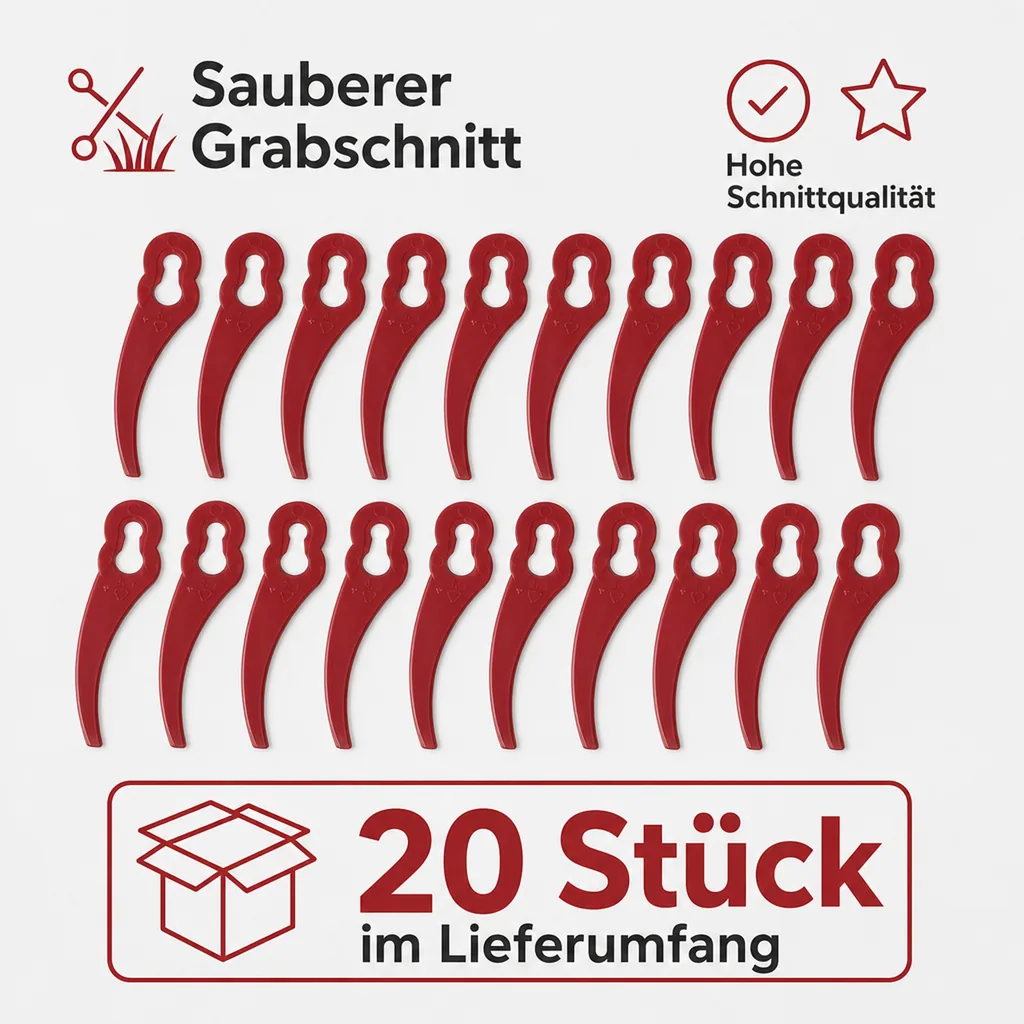 Ersatzmesser zu 967393 und 889631 Rasentrimmer, gebogen, Kunststoff, 20 Stück