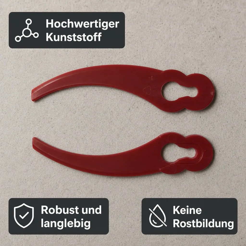 Ersatzmesser zu 967393 und 889631 Rasentrimmer, gebogen, Kunststoff, 20 Stück