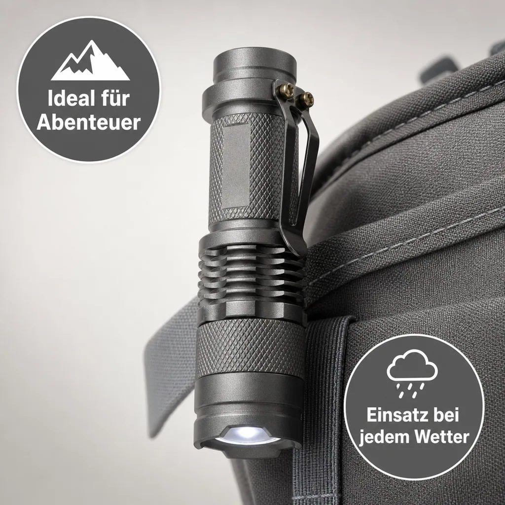 3 Watt LED Taschenlampe Titan, 80Lumen, IPX4, fokussierbar