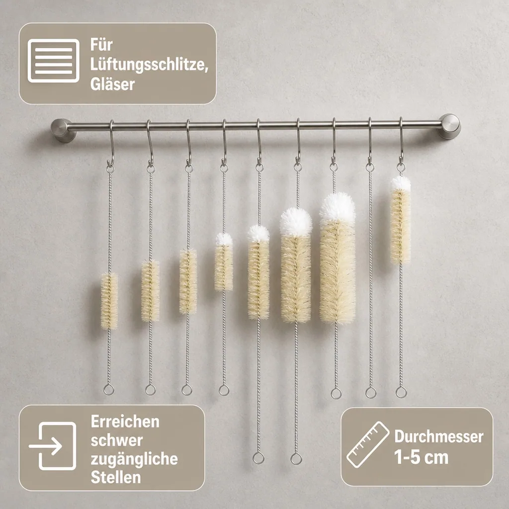 Reinigungs-Bürsten, Spezial-Bürsten-Set, Flaschen-Bürsten, 8-teilig