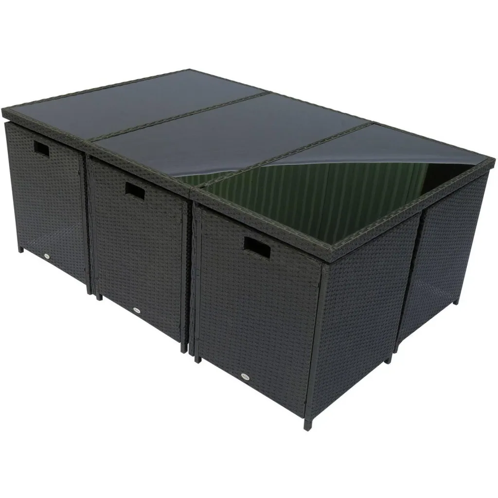 Polyrattan Gartenmöbel 27 tlg. mit Kissen Alu Schwarz
