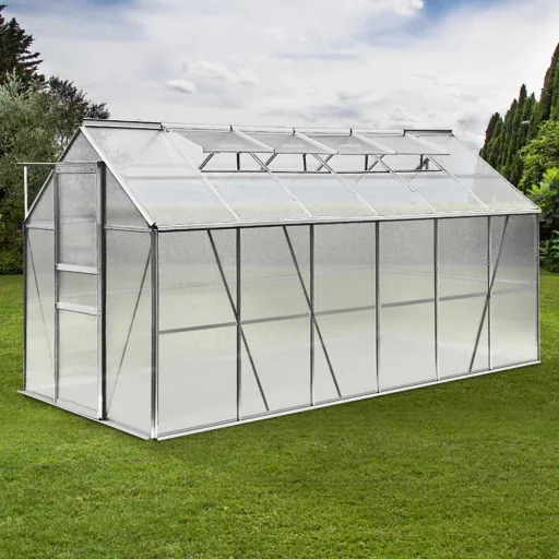 Aluminium-Gewächshaus 11,73 m³ mit 4 Oberlichtern