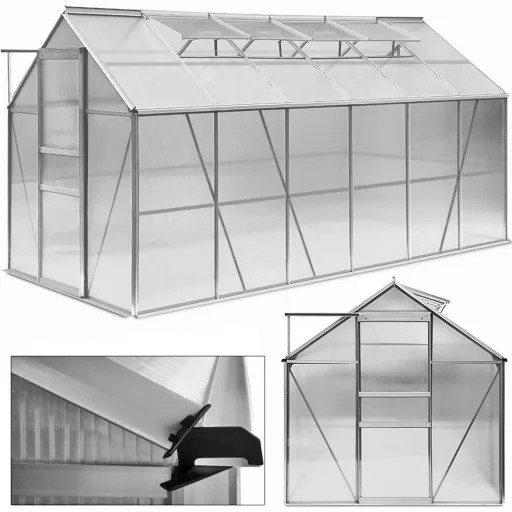 Aluminium-Gewächshaus 11,73 m³ mit 4 Oberlichtern