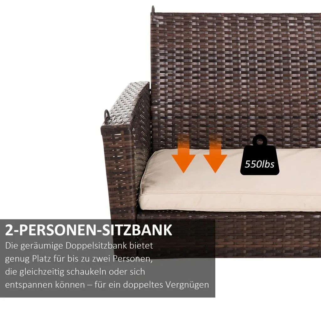 Hängebank 2-Sitzer Rattan Gartensc