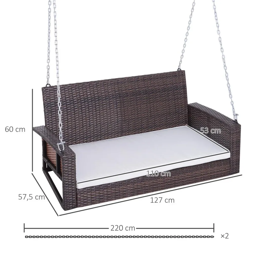 Hängebank 2-Sitzer Rattan Gartensc