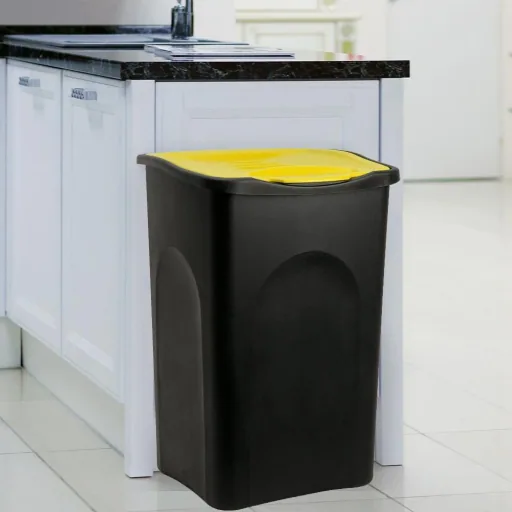Mülleimer schwarz/gelber Kunststoff 50L