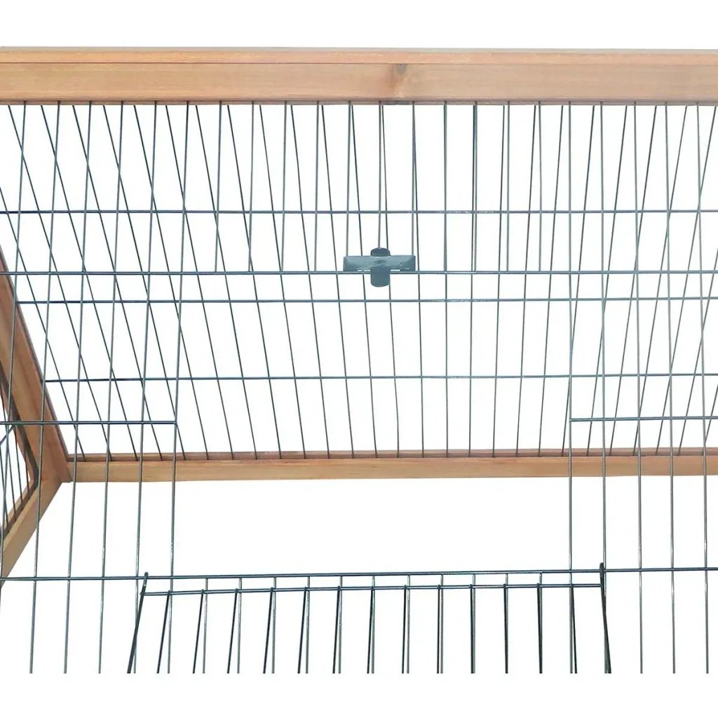 3-eckig Kleintierstall mit Freigehege Auslauf Outdoor Gelb 116 x 62,2 x 52,5 cm