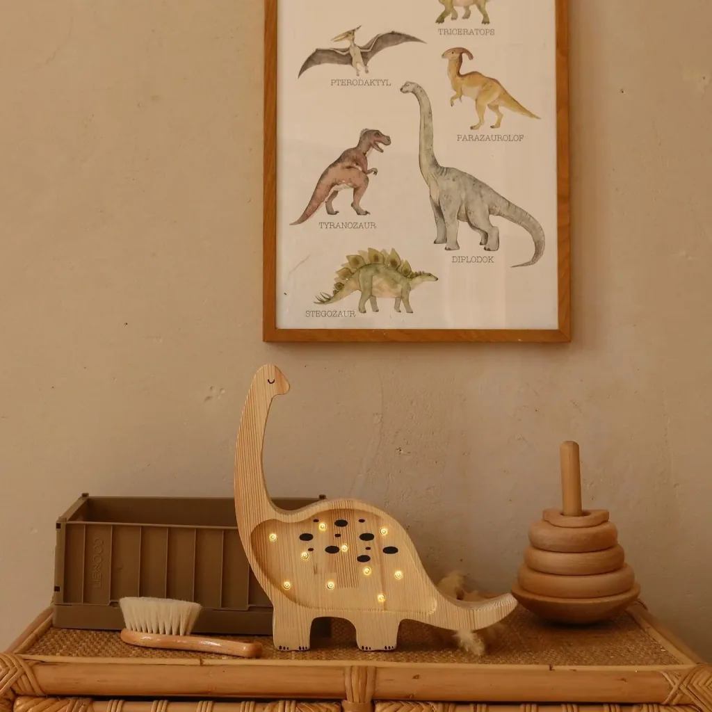 Little Lights Nachtlicht Kinder, Nachtlampe Mini-Dinosaurier - 100% Kiefernholz natur, Farbe: Jurassic Holz