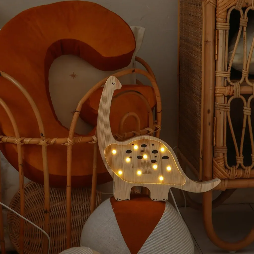 Little Lights Nachtlicht Kinder, Nachtlampe Mini-Dinosaurier - 100% Kiefernholz natur, Farbe: Jurassic Holz
