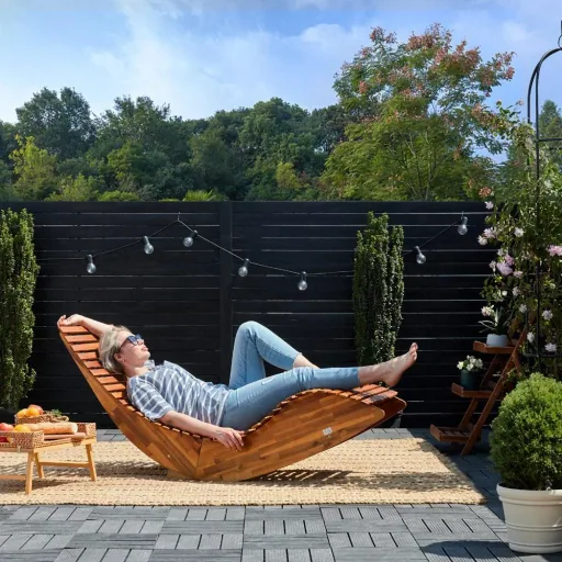 Ergonomische bequeme Schaukelliege für den Garten - Akazienholz FSC zertifiziert - 2 Stück - 150x60x93cm