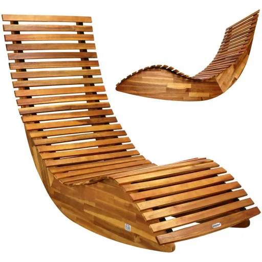 Ergonomische bequeme Schaukelliege für den Garten - Akazienholz FSC zertifiziert - 2 Stück - 150x60x93cm