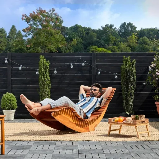 Ergonomische bequeme Schaukelliege für den Garten - Akazienholz FSC zertifiziert - 2 Stück - 150x60x93cm