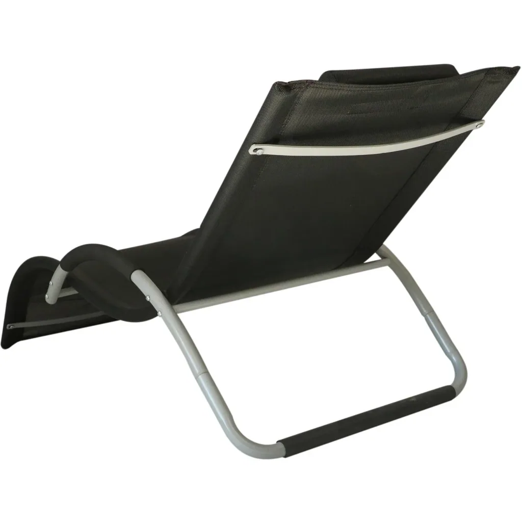 Gartenliege Sonnenliege mit Kissen Relaxliege ergonomisch wetterbeständig Aluminium Schwarz 168 x 63 x 68 cm