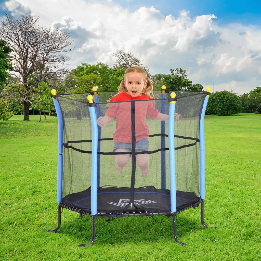 Trampolin Kinder Gartentrampolin mit Sicherheitsnetz Randabdeckung Ø155cm bis 60kg