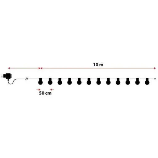 VT-71020 LED-Lanyard 10 Meter mit Stecker, inkl. 20x 0,5W LED-Birnen, 3000K Warmweiß, 600 Lumen, IP44