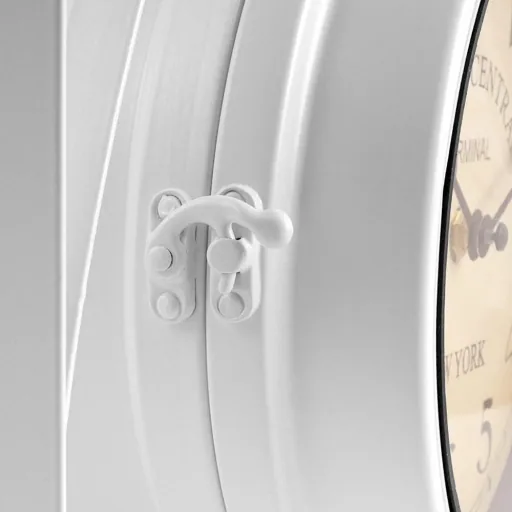 Retrostyle Bahnhofsuhr / Uhr - 29 x 9,5 x 32,5 cm -Weiß