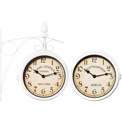 Retrostyle Bahnhofsuhr / Uhr - 29 x 9,5 x 32,5 cm -Weiß