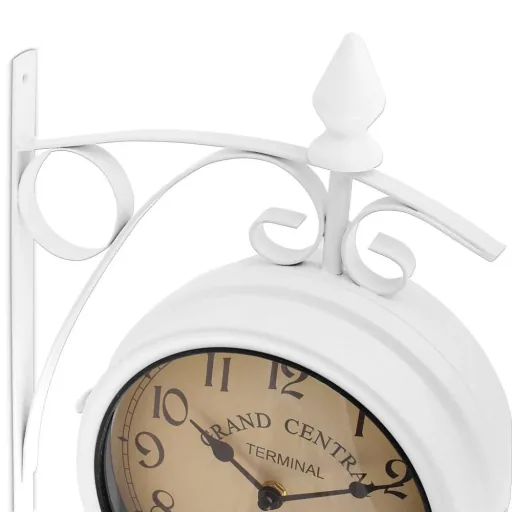 Retrostyle Bahnhofsuhr / Uhr - 29 x 9,5 x 32,5 cm -Weiß