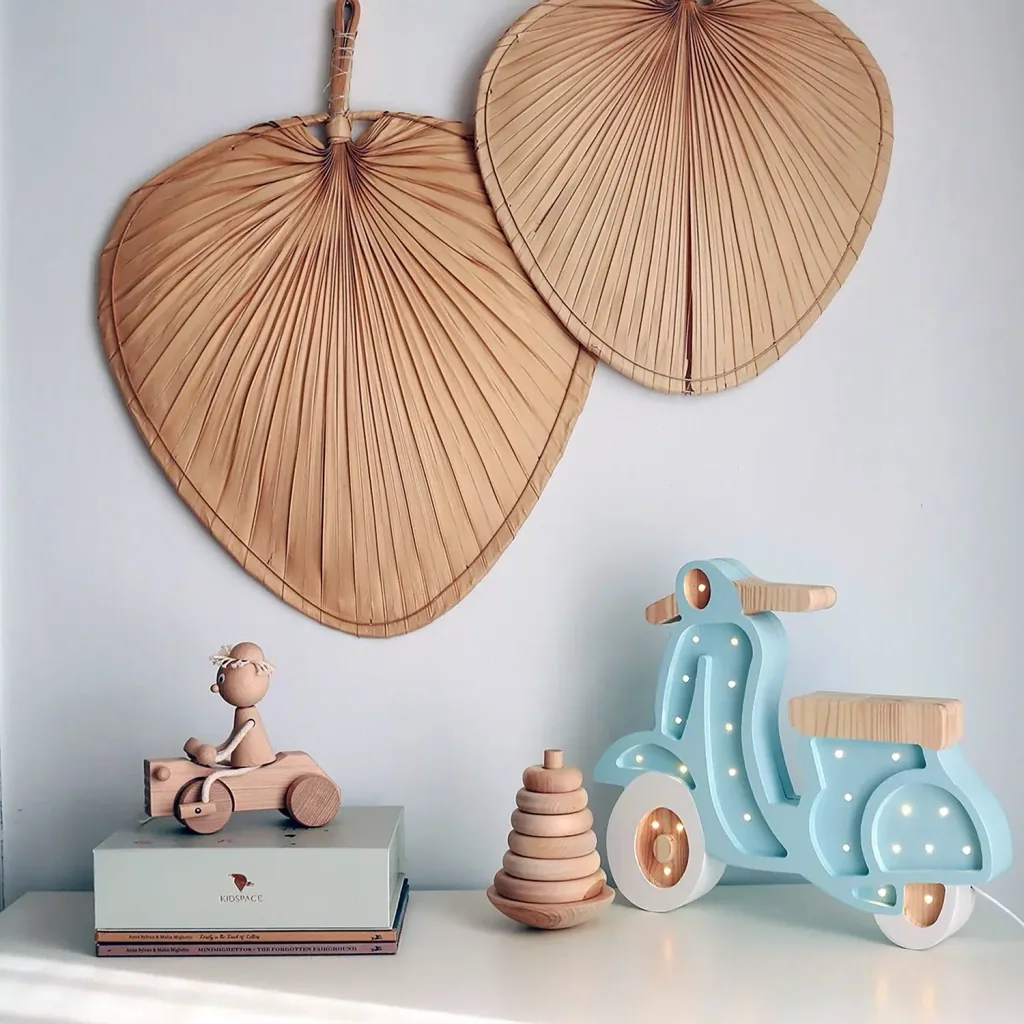Little Lights Nachtlicht Kinder, Nachtlampe Vespa-Roller - 100% Kiefernholz natur, Farbe: Azzurro