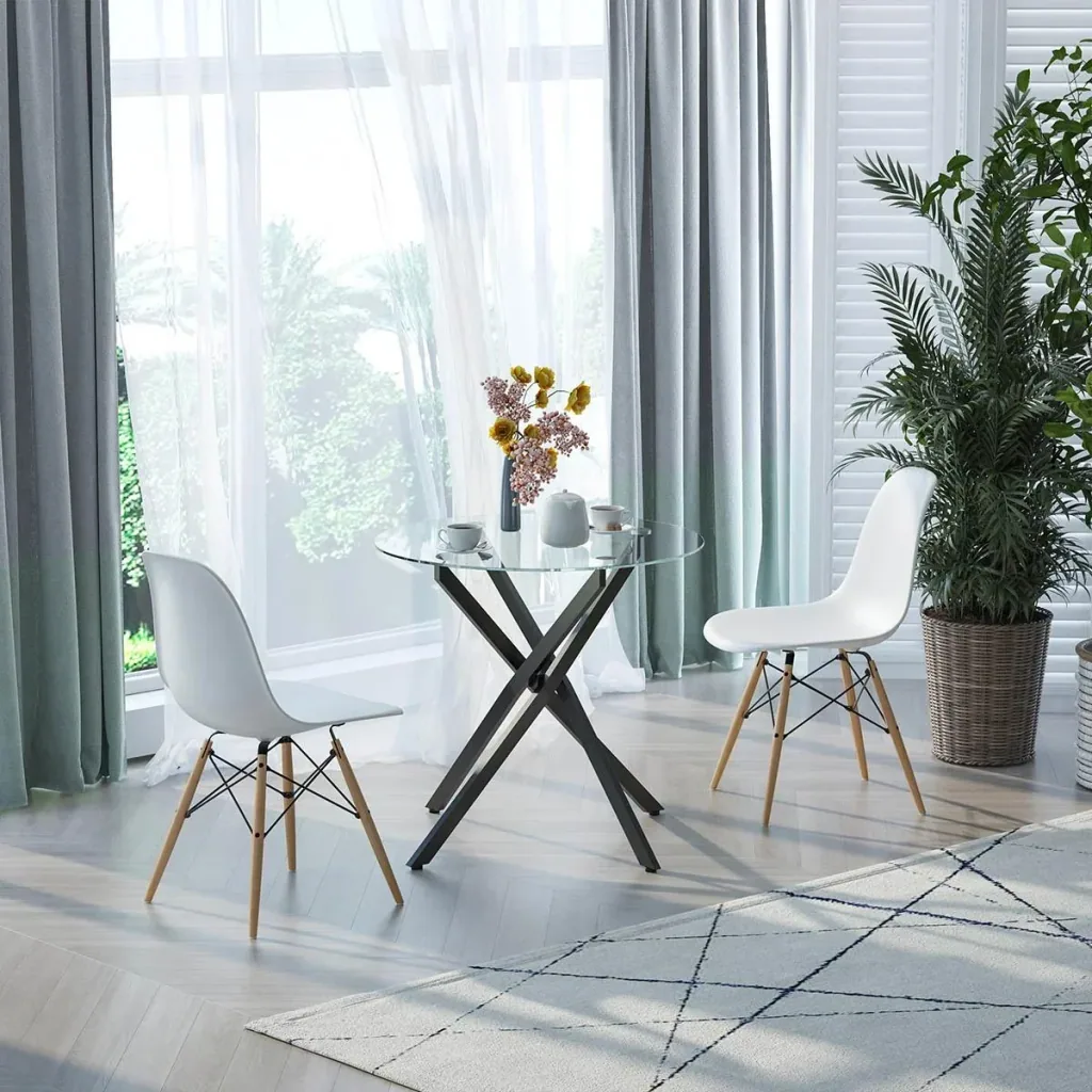 Beistelltisch mit Sicherheitsglas runder Couchtisch Kaffeetisch Glastisch für Wohnzimmer Schlafzimmer Metall Schwarz 80