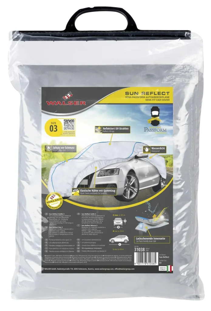 Autoabdeckplane Sun Reflect - Größe 3 - 420x176x149cm - 112g/m² - PES beschichtet