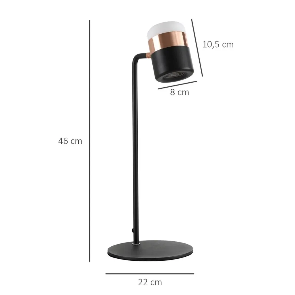 Tischlampe Nachttischlampe Tischleuchte LED 90° verstellbar Industrial Stil Metall Schwarz+Gold 27 x 24 x 51 cm